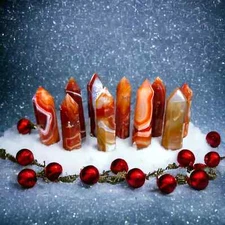 Natural Carnelian Tower Point Red Agate Obelisk Healing Crystal Mineral Specimen