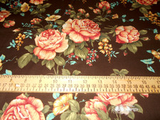 1 yard Cranston Roses on Brown Fabric