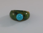 Vintage Resin Green Ring with Faux Turquoise size 5.5 — photo 3