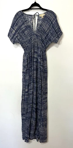 Maxi Abito Michael Kors Tg Small Blu Nuoto Spiaggia Copricostume Resort Cotone Babydoll