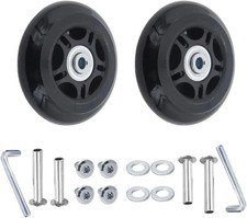 75 x 24mm Luggage Wheels Replacement, 2Pcs Rubber Suitcase 75 x 24mm, Black