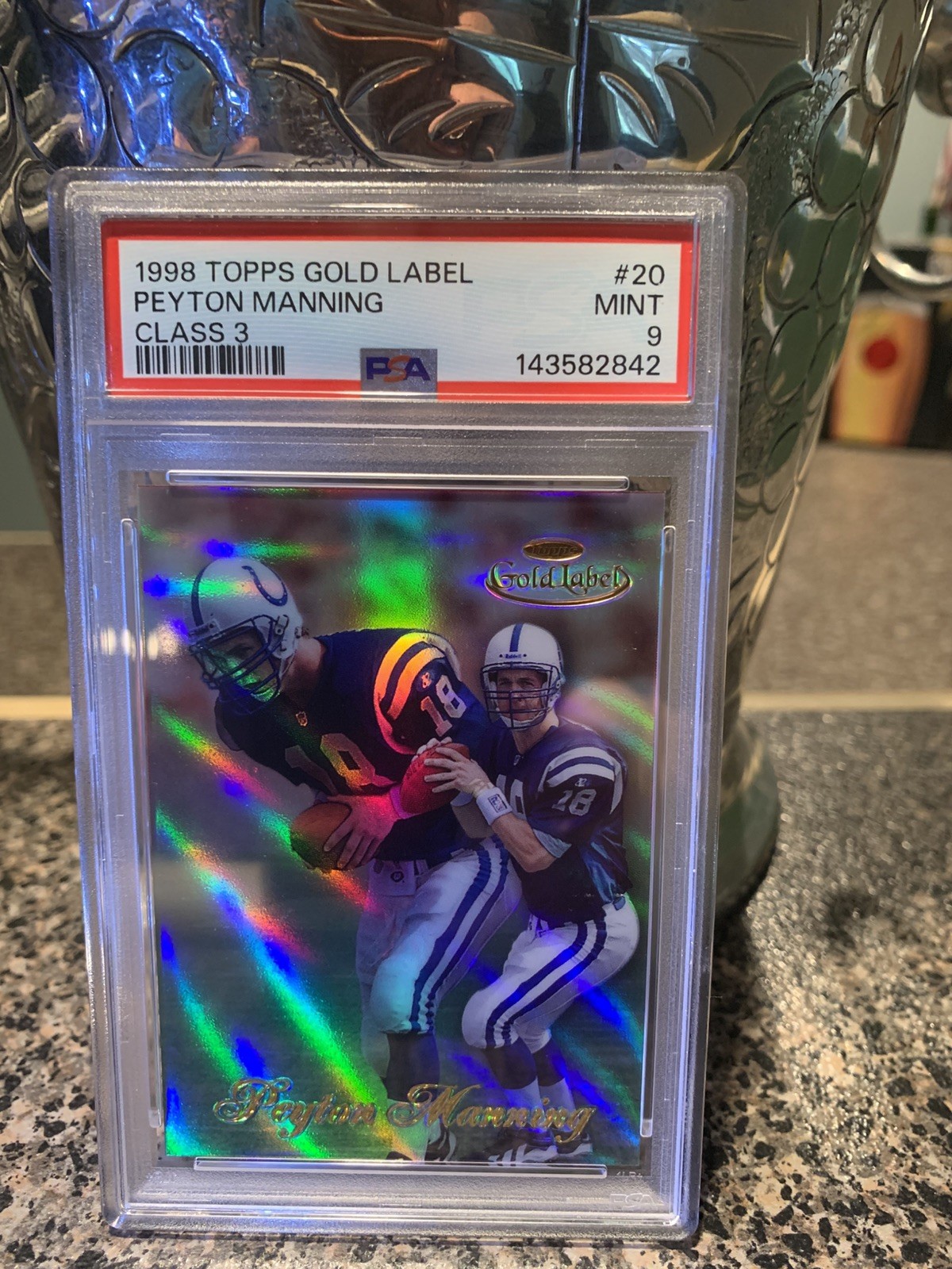 1998 TOPPS GOLD LABEL PEYTON MANNING CLASS 3 #20 RC HOF PSA 9 MINT- Rookie RC