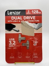 Lexar 2PK 128GB Dual Drive USB-C USB-A Flash Drive High Speed Data Storage READ