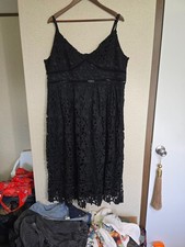 NWT Boohoo Black Crochet Lace Dress Size 18 Sleeveless Spaghetti Strap