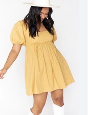 Show Me Your Mumu Size XS Smitten Babydoll Golden Yellow Mini Dress