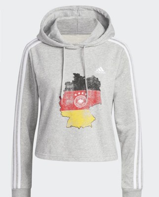 Adidas Germany Cropped Hoodie (Grey) Women's Size Large Deutscher Fussball Bund