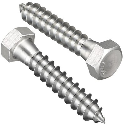 Hex Head Lag Screws 1/4 x 2 Inch 304 Stainless Steel Bolts Heavy Duty 25 Pcs