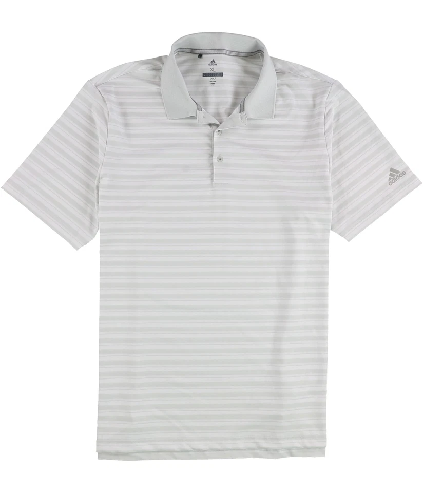 Camisa polo masculina Adidas golfe listrada, branca, GG