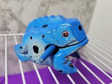 Hand Carved Wooden Frog Calling Guiro Percussion Musical Instrument BLUE CRACKLE