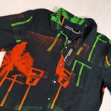 7-Eleven Double Rainbouu Shirt Men XL Black Neon Paradise 24 Garage Hawaiian NEW