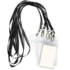 Lanyard with ID Holder 50 Pcs Waterproof Name Tag Vertical Badge ID Card Hold...
