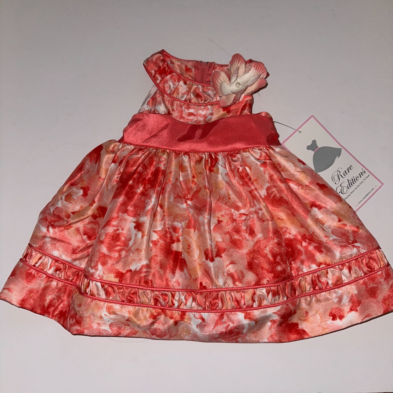 NWT Rare Editions Coral Floral Dress Flowers Size 9M STUNNING!