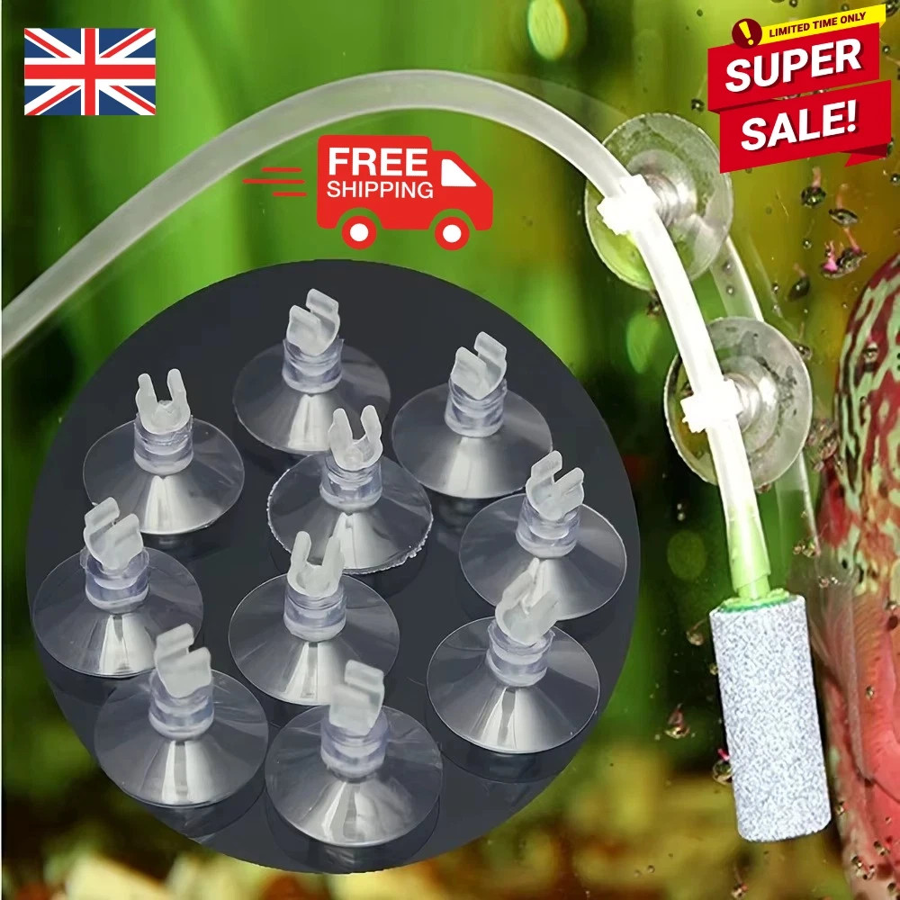 10X Aquarium Fish Tank Suction Cups Suckers Clips Pads Air Line Pump Tube Holder