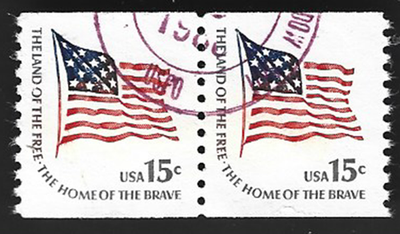 #ad Sc# 1618C 15c FORT McHenry Flag H. Pair with CDS cancel A 3 $1.35