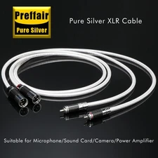Pair Hi-end Solid Pure Silver RCA to XLR Male Female Audio Interconnect Wire