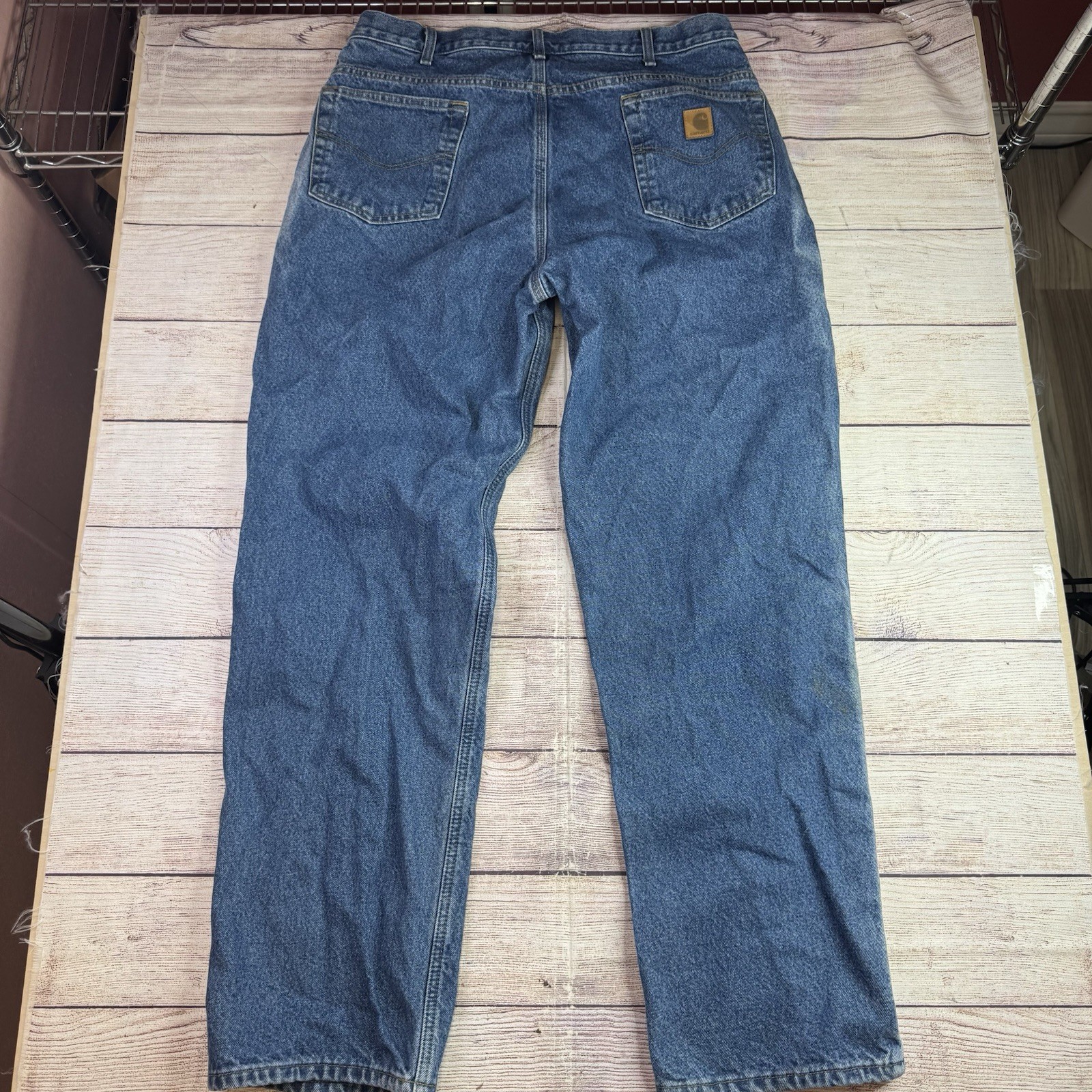 Vintage Carhartt Jeans Mens (36x33) Blue Denim Flannel Lined Workwear (Read) thumbnail 10