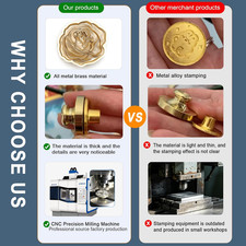 Wax Seal Stamp, Solid Brass Rose Shaped Sealing Wax Stamp Head with Handle, N...