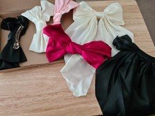6 Piece Ribbons / Bows  Set  Red White Pink Blue  With Clips