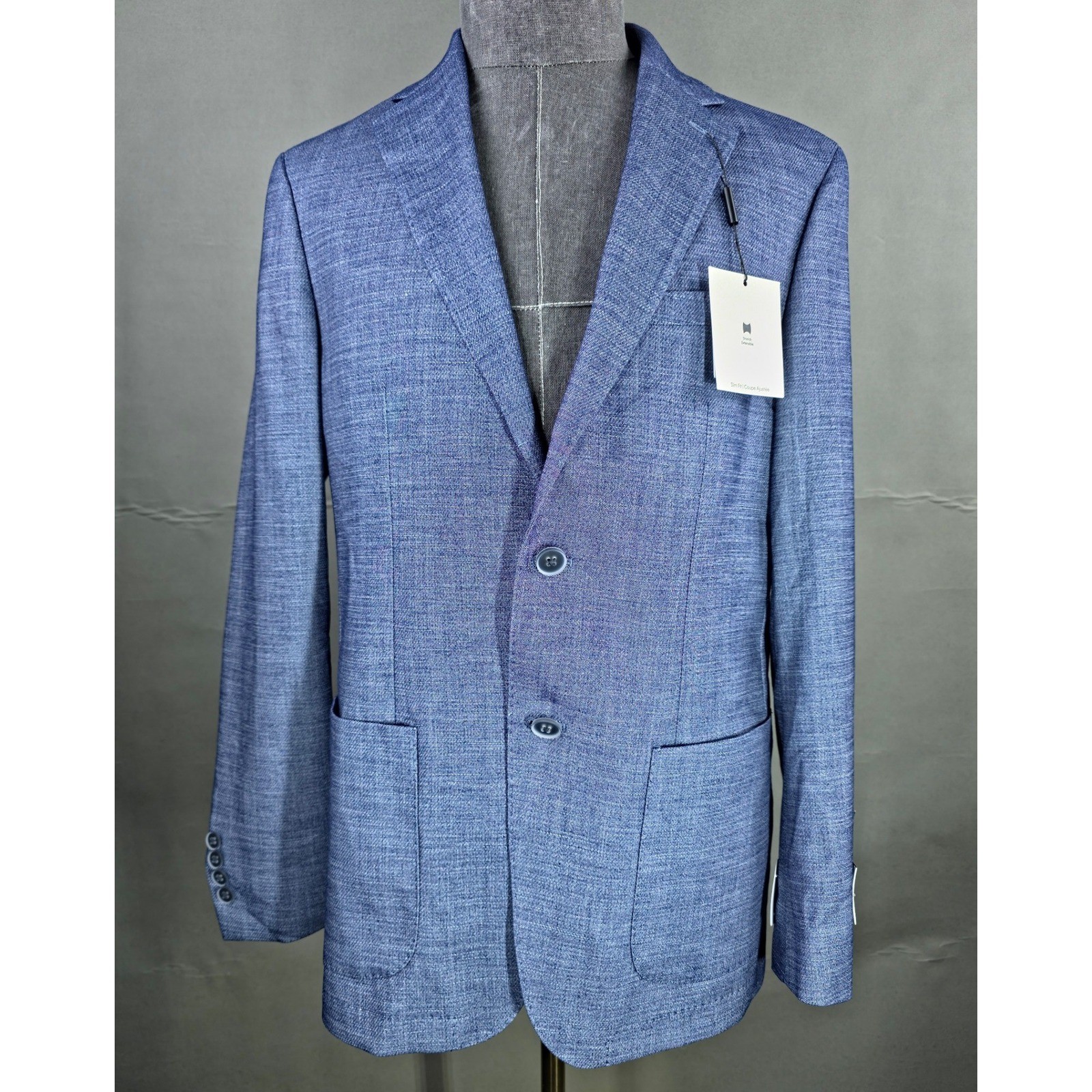 Calvin Klein Sport Coat Mens 40R Blue Mariano Slim Fit Blazer Suit Jacket *Flaws thumbnail 2
