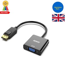 DisplayPort to VGA Male-Female Adapter - Gold-Plated, Ideal for Home or Office