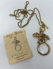 Edgar Berebi Taj Elephant Necklace Lorgnette Indian 42” Long Chain VTG *READ*