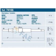 6x Glühkerze für Opel Omega B V94 | 24498537