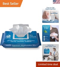 Hypoallergenic Adult Wipes with Aloe and Vitamin E - 50 Count for Cleansing