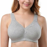 UK Ladies Plus Size Bra  Cotton Rich Full Firm Support Non Wired Non Padded Bra