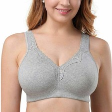 UK Ladies Plus Size Bra  Cotton Rich Full Firm Support Non Wired Non Padded Bra