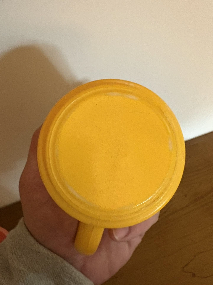 Pair Of Vintage Milkglass Mugs Orange (Glassbake) & Yellow Textured (unmarked) - Image 4 of 4