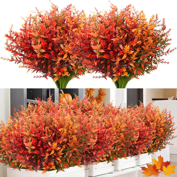 Kinisty Kunstblumen Wie Echt, Orange Herbstdeko FüR AußEn Innen, 12 BüNdel | Out-image