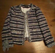J. Crew Tweed 3/4 Sleeve Bow Detail Multicolor Jacket Size 4