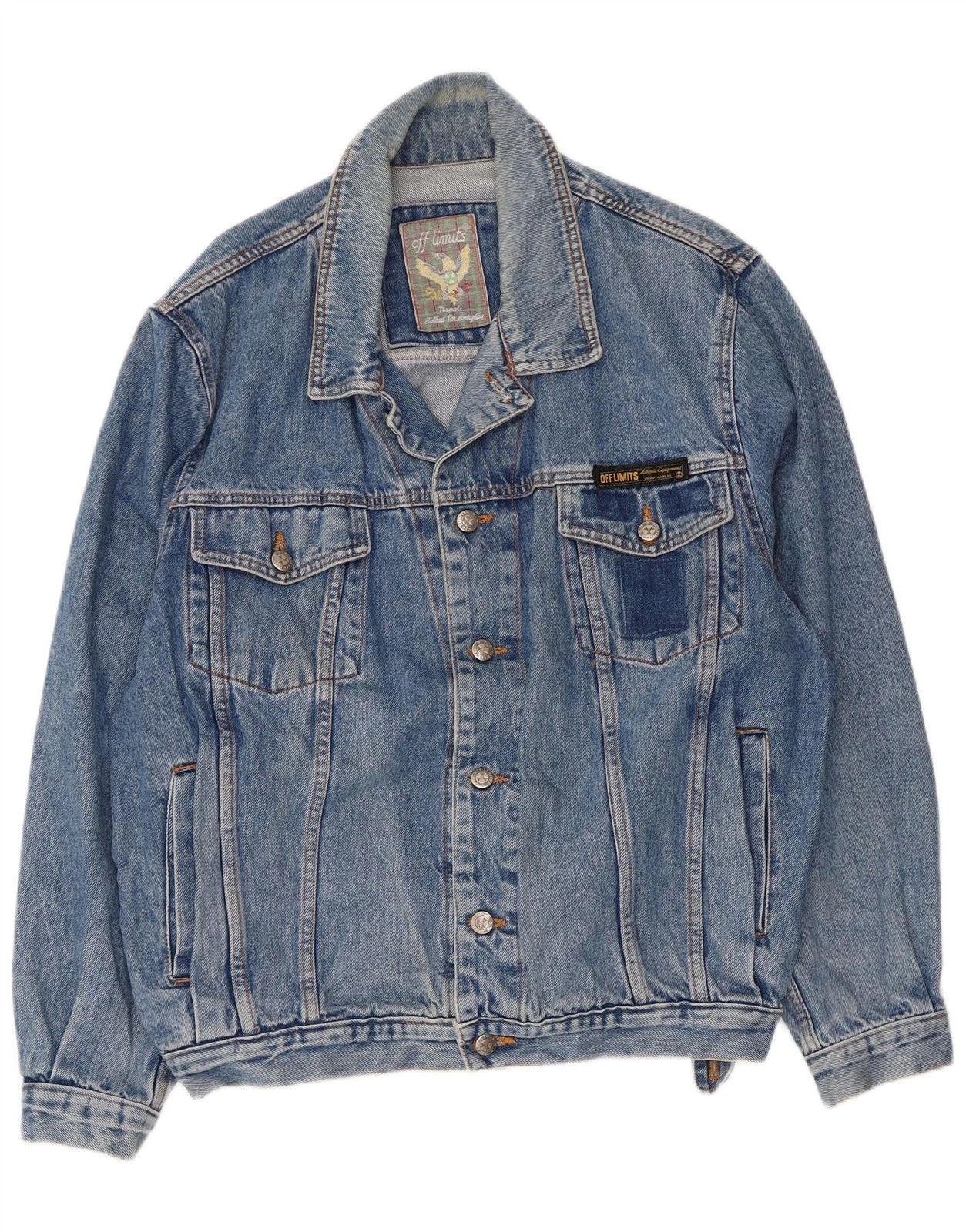 Off Limits Mens Denim Jacket UK 40 Large Blue Cotton AI14