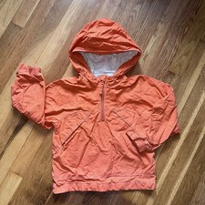 Old Navy Kids Orange Hooded Anorak Jacket Size 5T Quarter Zip Cotton Shell Used