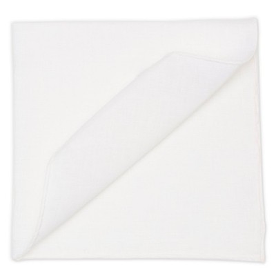 VANNUCCI Milano White Linen Pocket Square Hand Rolled Edges NEW 45x45