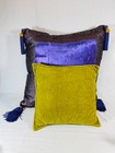 2 Vintage Pillow Mustard Gold Green Purple Velvet Mid Century Boho — photo 1