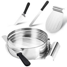 4tlg Torten Set Backzubehör Tortenboden Edelstahl Profi Glasurmesser Tortenring