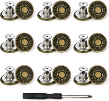 Arokimi Jeans Buttons Replacement, Instant No Sew for 17MM, Metallic