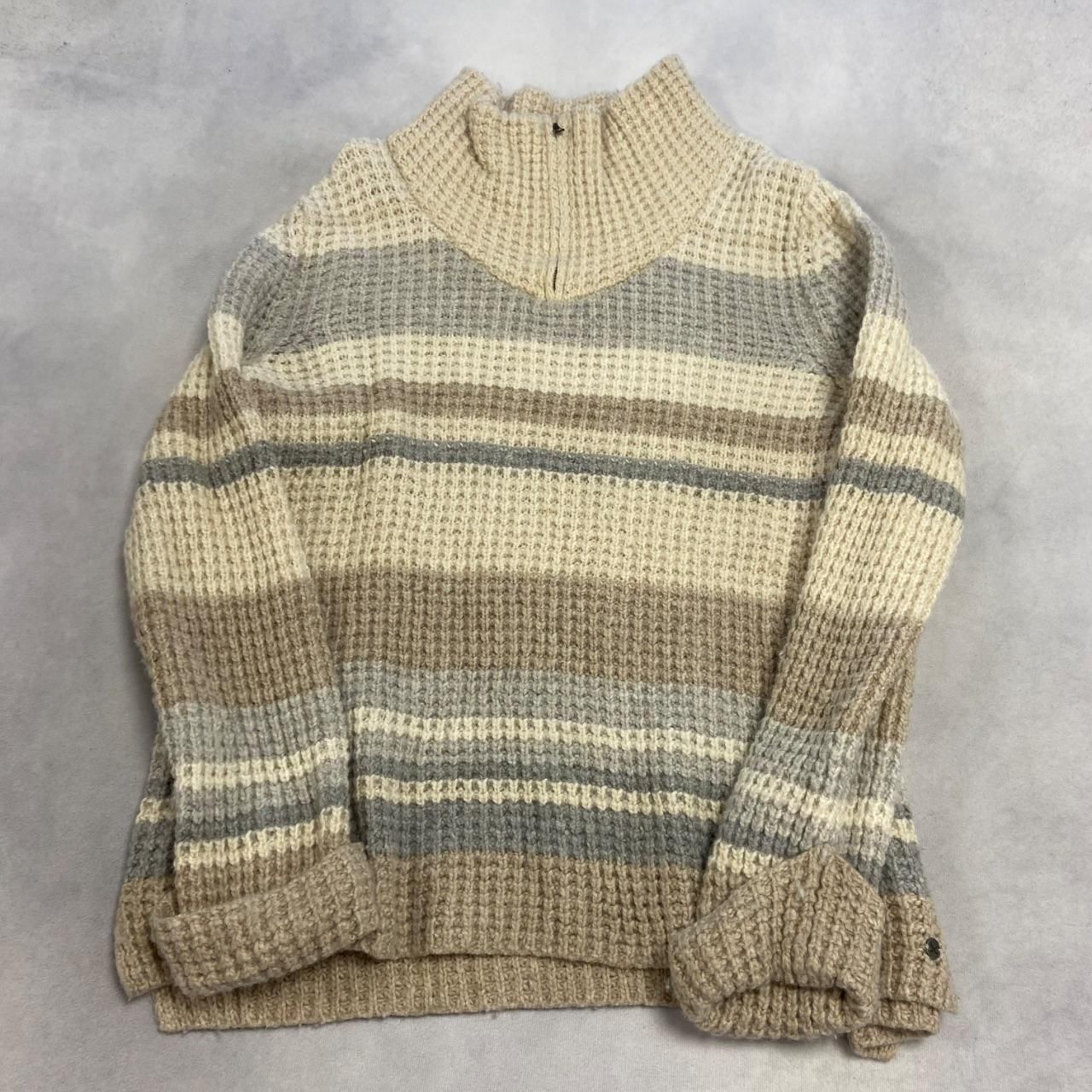 Eddie Bauer Knitted Jumper Abstract Patterned 1/4 Zip Chunky Knit Sweater