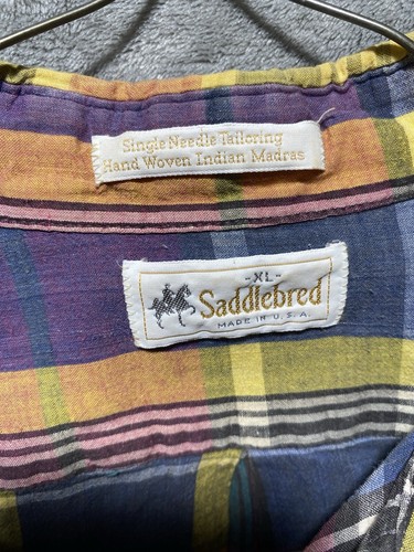 VINTAGE Saddlebred Single Needle Tailored Striped Button Shirt sz XL retro Color - Picture 14 of 14
