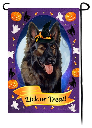 Halloween Garden Flag - Brown Sable Plush German Shepherd - 第 1/1 張圖片