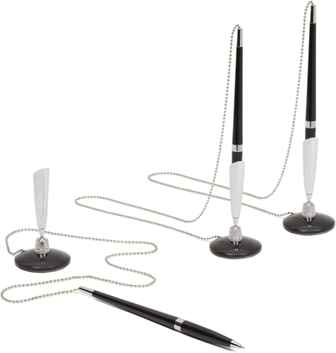 Juvale 3 Pack Desk Pen with Chain - Adhesive Security Pen Holder - 26" Long Chai