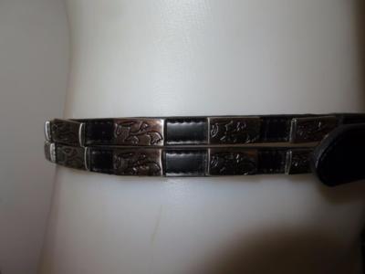 Lady Captiva Womens Black braided leather belt Silver Buckle Mod edgy Sz.M Lady Captiva Braided Woven Leather Belt 4408 Women Size S  main image 3