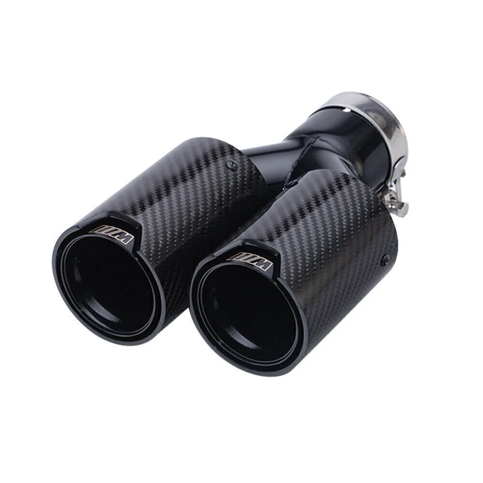 Puntas de escape de fibra de carbono real para BMW Serie M tubos dobles en salida 63 mm 93 m 2P Foto 3 de 4