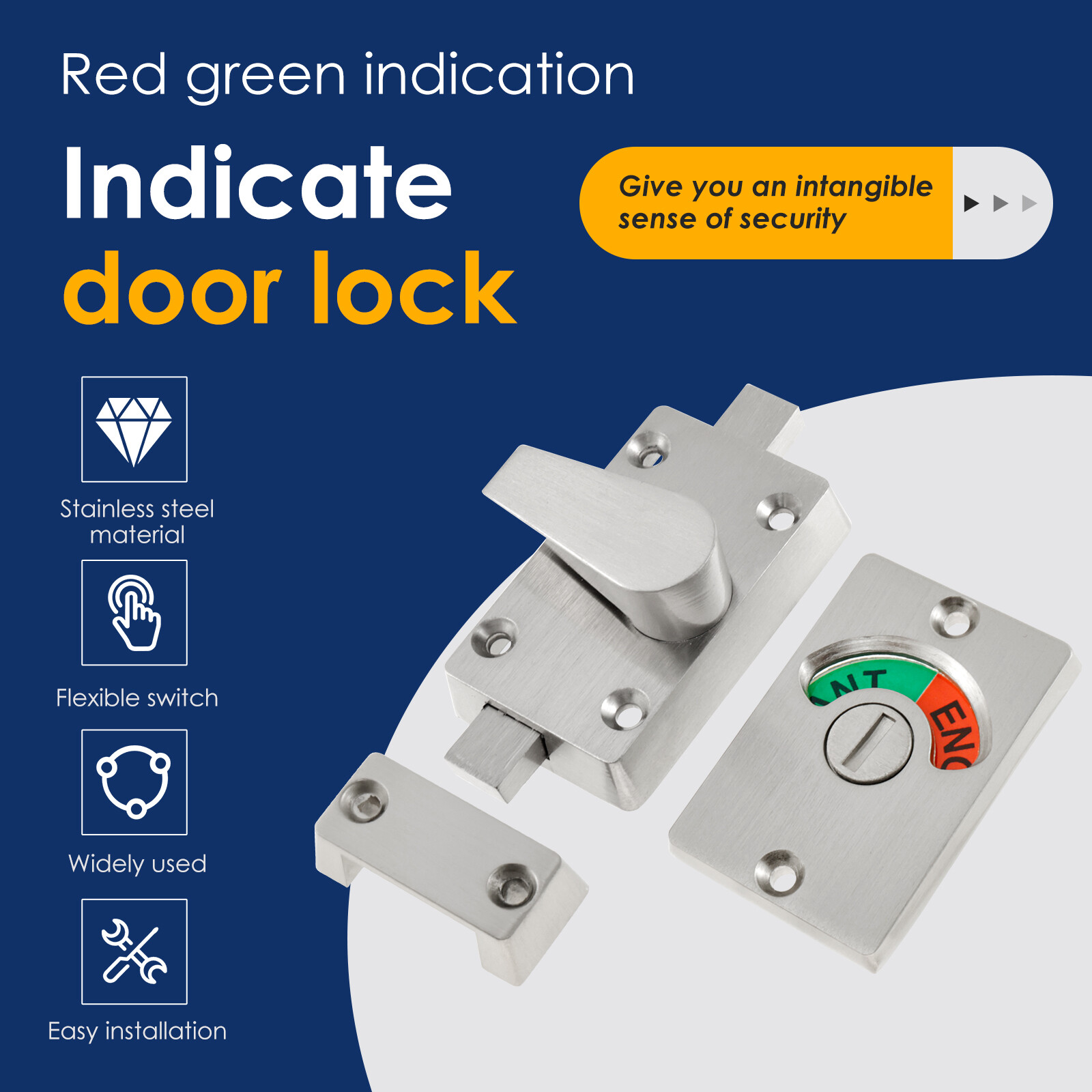 Stainless Steel Reusable Toilet Door Lock Indicator Privacy Lock-image