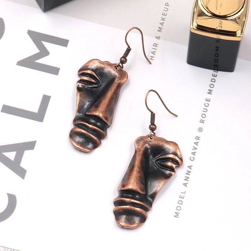 Moda Mujeres Vintage Pendientes Bohemios Bronce Abstracto Clásico Máscara Facial 1532 Foto 2 de 4
