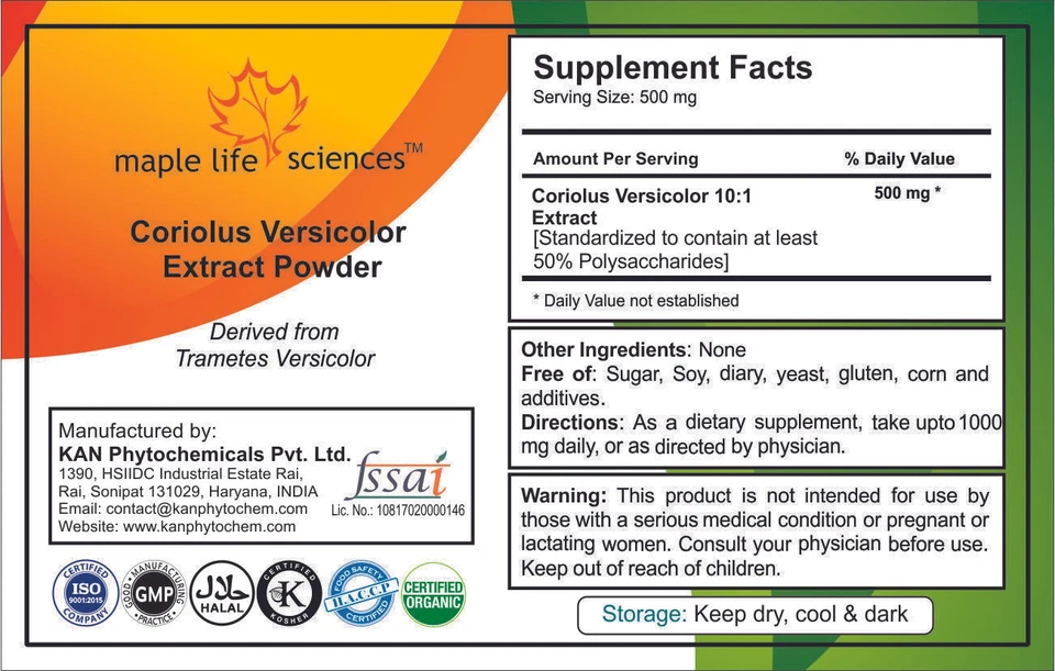 Coriolus versicolor 10:1 Extrakt Pulver Trametes versicolor 50% Polysaccharid - Bild 2 von 2