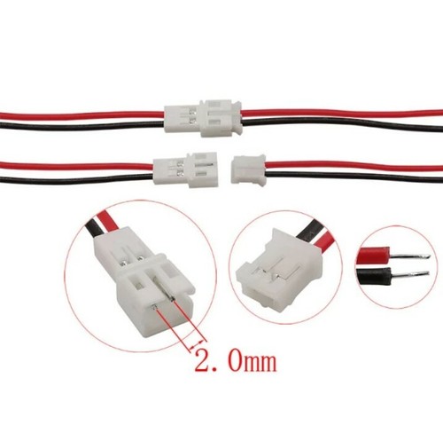 10Pcs Micro PH 2.0mm JST 2-Pin Male to female Connectors with 200mm wires - Picture 2 of 6