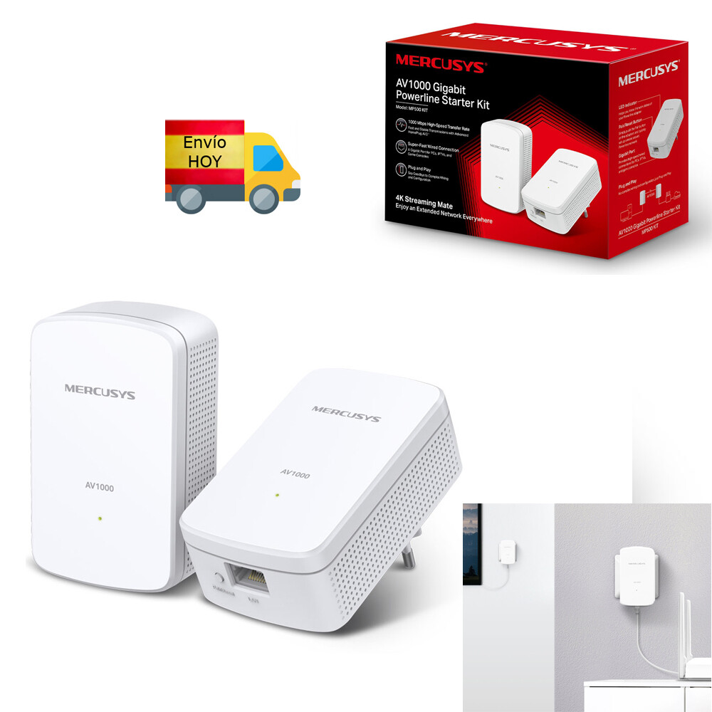 KIT EXTENSOR CONEXION ENCHUFE RED 2 PLC POWERLINE 1000 Mbps - NO...