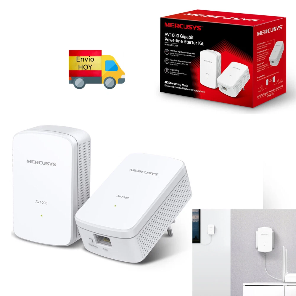 KIT EXTENSOR CONEXION ENCHUFE RED 2 PLC POWERLINE 1000 Mbps - NO